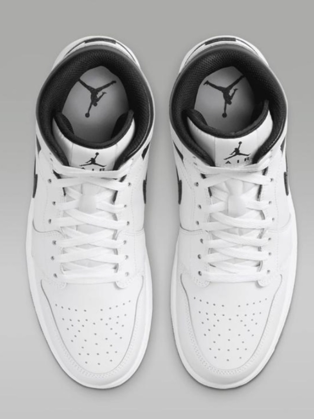 Nike Air Jordan 1 Mid GS White Black Youth Basketball Shoes New With Box - Picture 6 of 6